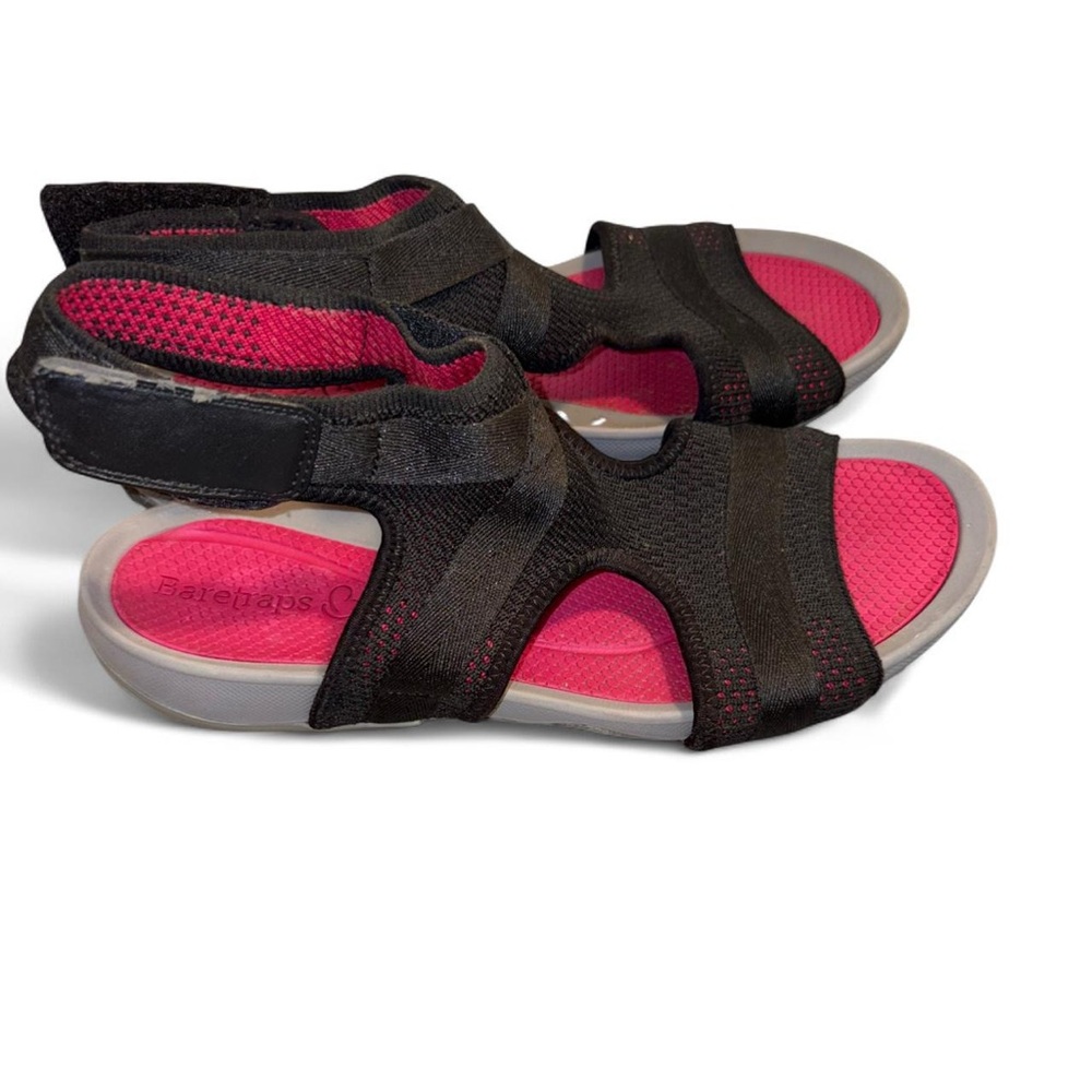 BareTraps Black & Pink Strappy Sport Sandals